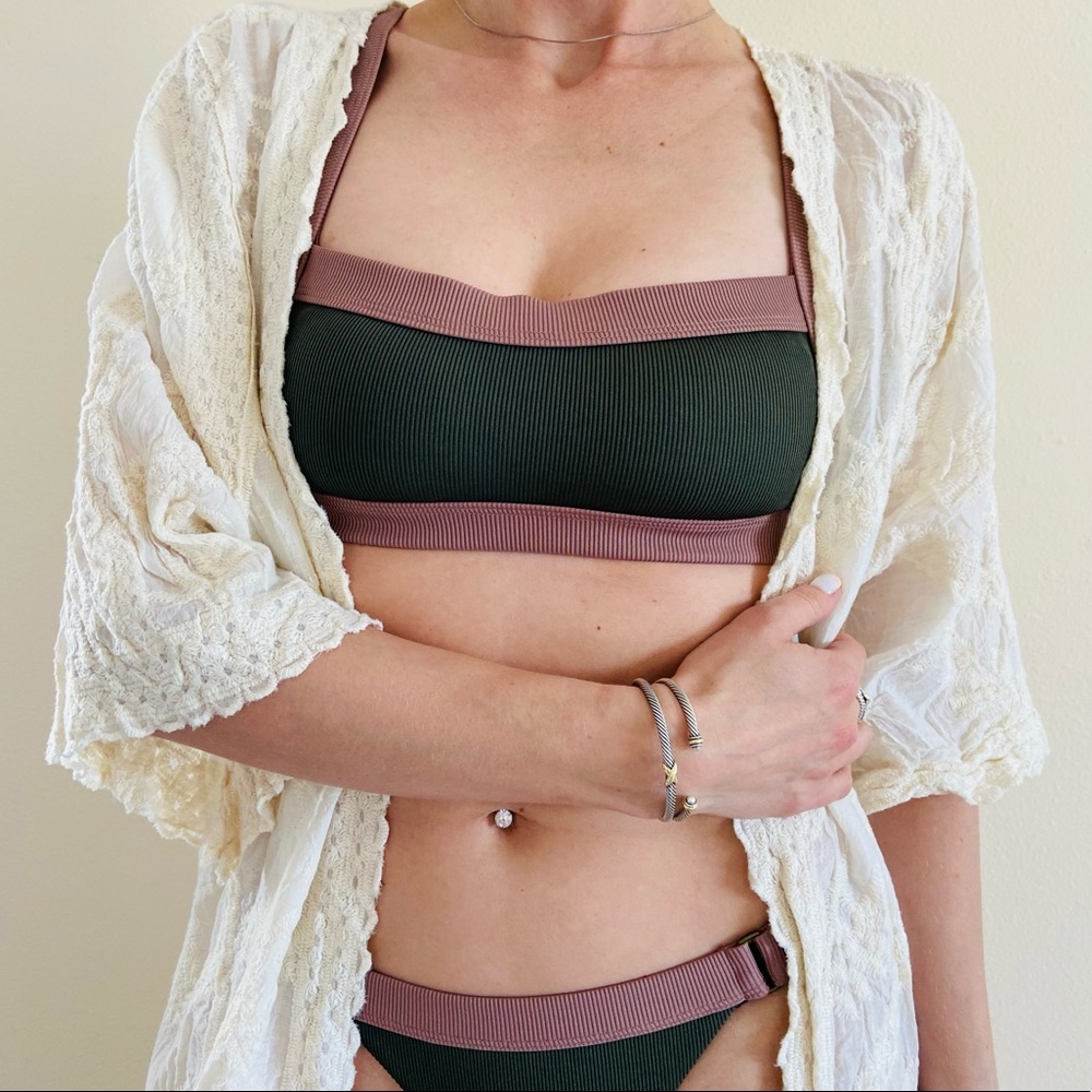New Dolce Vita Ribbed Colorblock Bikini set swimsuit